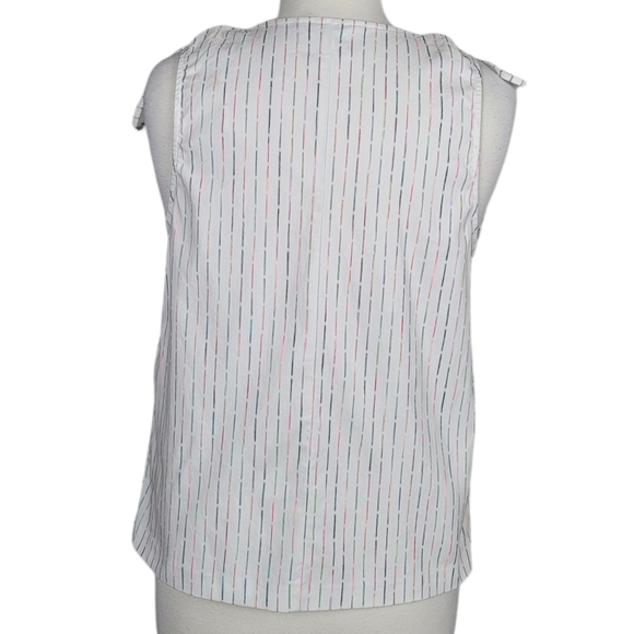 BCBGENERATION Top Blouse Sleeveless V Neck Stripes Ties White Sz Medium - Picture 4 of 8